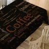 Dining Table Cover Waterproof Wrinkle Free Flax Coffee Pattern Cloth Printed Vintage Versatile Linen for Home
