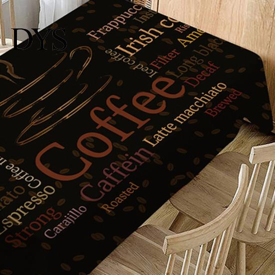Dining Table Cover Waterproof Wrinkle Free Flax Coffee Pattern Cloth Printed Vintage Versatile Linen for Home
