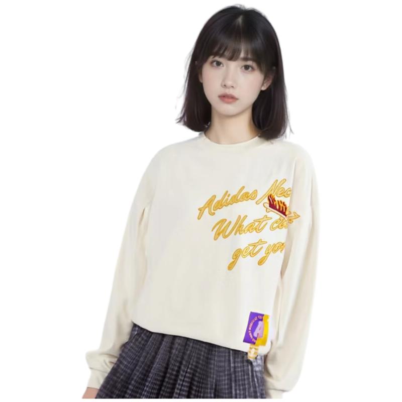adidas Women's Crewneck Pullover Hoodie Purple Casual Sportswear