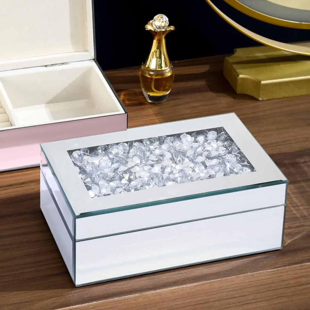Boîte de rangement pour collier en verre Élégant étui à bijoux Organiseurs de colliers Texture de verre Convient pour collier Boucles d'oreilles Bijoux