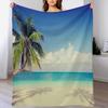 Palm Tree by the Calm Beach Throw Blanket Decorative Soft Throw Blanket for Couch Sofa