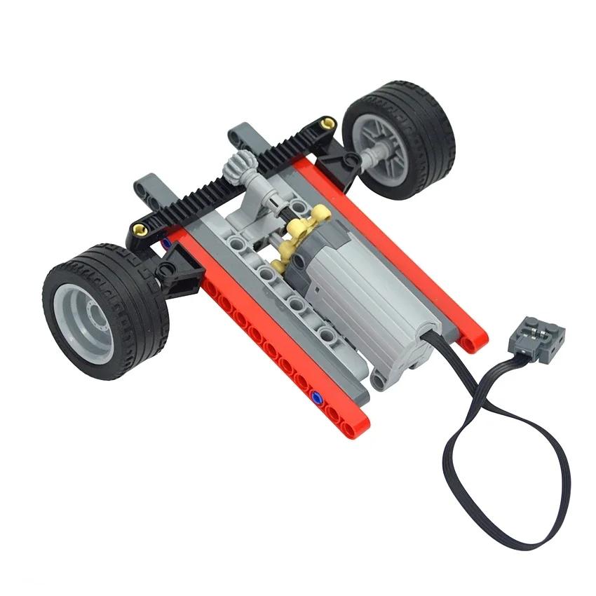 MOC Constructing Blocks Technical Car Front Suspension Steering System Components Kit DIY Bricks Truck PF Servo Motor Tire Leduo