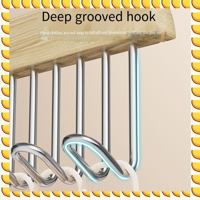 

BAAU Hook Hanger Solid Wood Bagou Hanging Storage Rack For Household Underwear Suspenders Rotatable Wave Clothes Rack