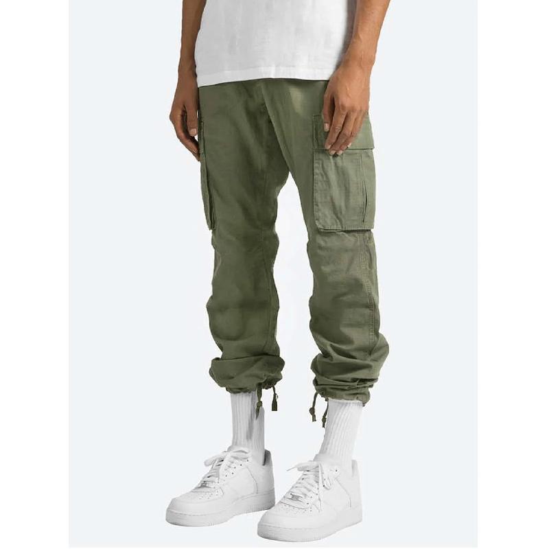 Sommer neue Herren-Kordelzug-Mehrzwecktaschen-Freizeit-Langhosen, Sport-Einfarbige Jogginghosen