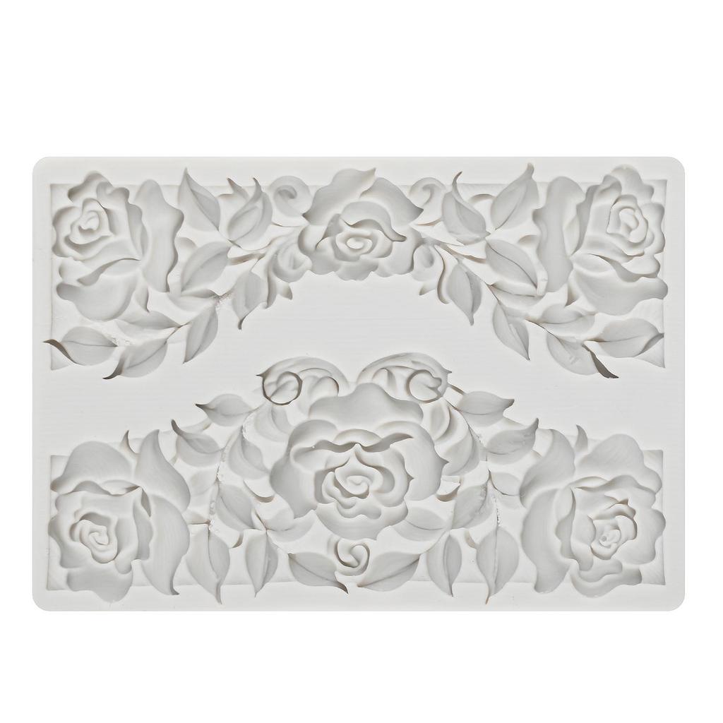 Barocker Blumenrahmen Silikonform Rosenblume Fondantformen Kuchendekorationswerkzeuge Themenkuchen Dessert Dekoriert Schokoladenbonbonform