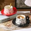French Retro Coffee Cup And Saucer Set, High-End Exquisite Breakfast Cup, English Afternoon Tea Ceramic Cup Souvenir