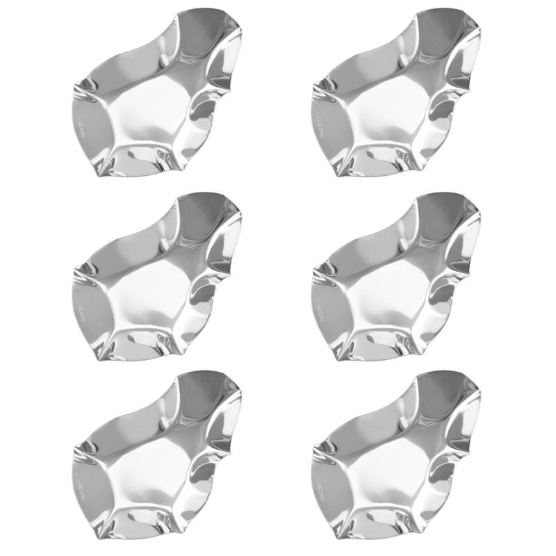 

Pack of 6 Unique Reusable Sauce Dishes Dipping Bowls 304Stainless Steel Texture Suitable for Home Use and Parties 1