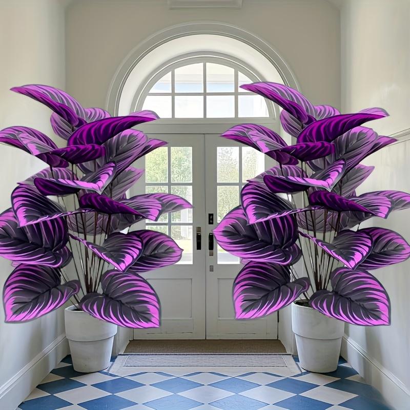 2 Large Outdoor Artificial Violet Combination Sets, with A Total of 24 Realistic Four Season Purple Large Leaves - Multifunctional Indoor/Outdoor Use