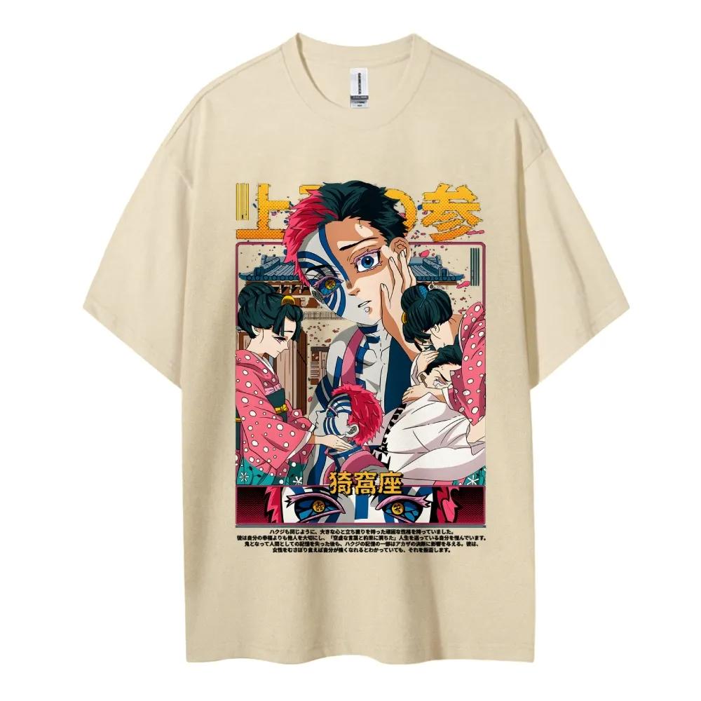 Demon Slayer Print Korte Mouw Casual Zomerkleding Heren Comfortabele Kleding Herenkleding Korte Mouw Halve Mouw Top