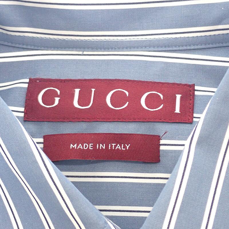 Gucci 814715 46 Long Sleeve Shirt Blue Cotton Mens
