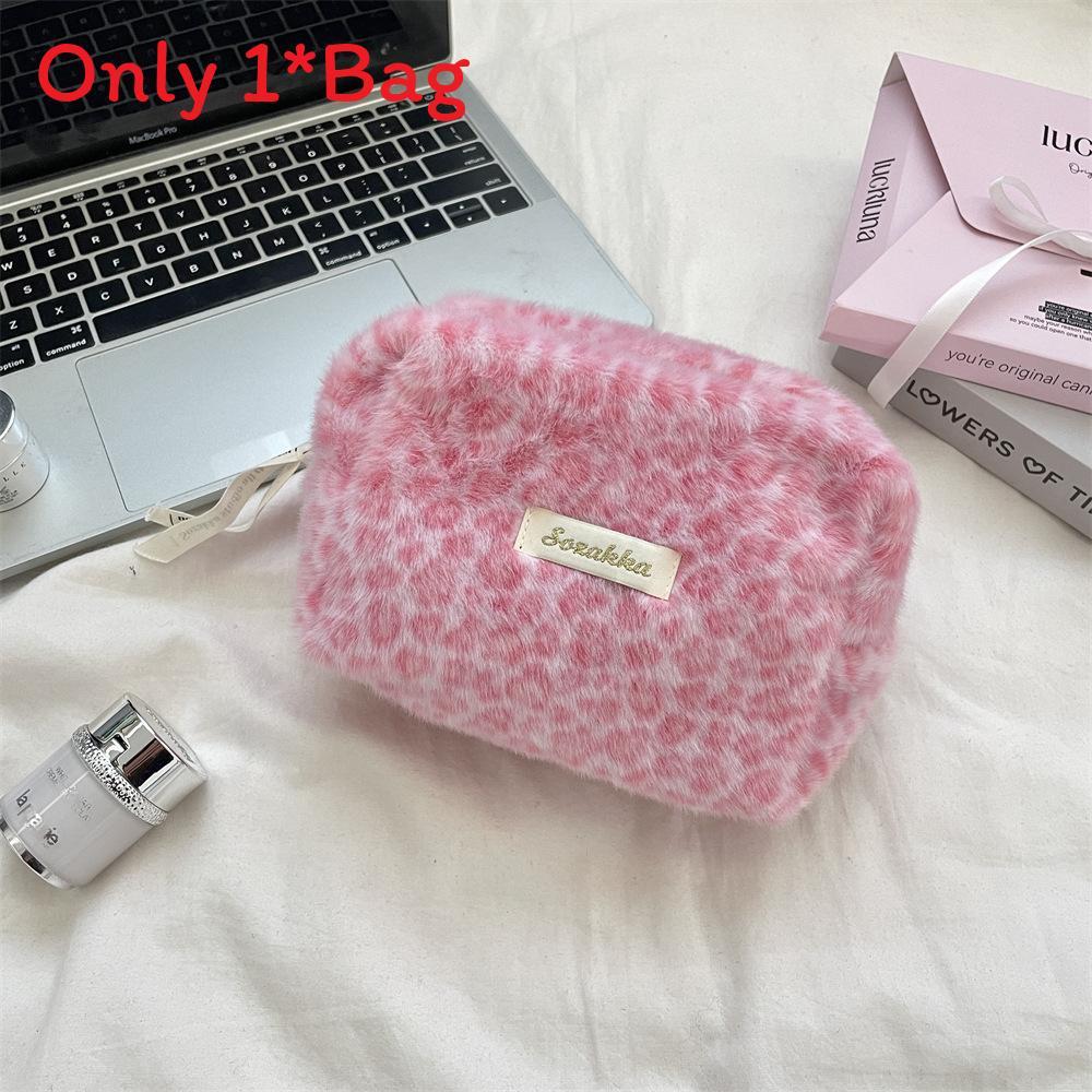 Plush Makeup Storage Bag With Large Capacity For Travel And Beauty Organization