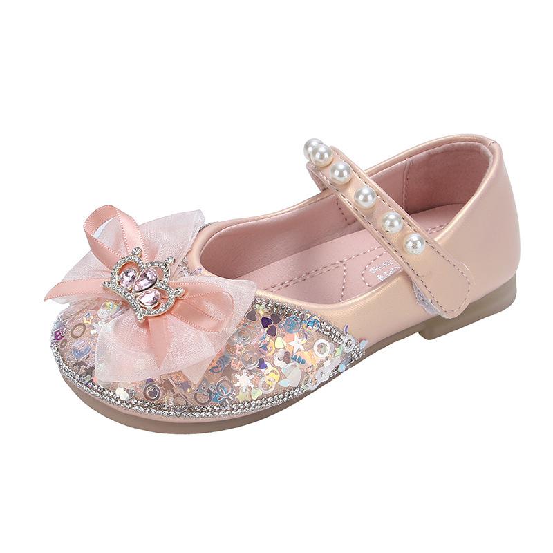 

Кожаные туфли для девочек детские одинарные туфли 2025 весна и осень новые девочки милый бант туфли принцессы зарубежный стиль хрустальные туфли тренд 29-34 yards, 6 pairs in one hand розовый