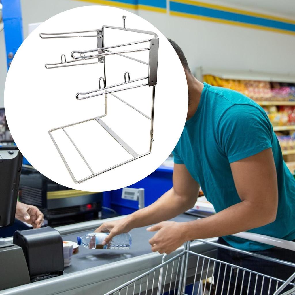 Grocery Bag Holder T Shirt Bags Rack Sturdy Space Saving Metal Shopping Stand Organizer for