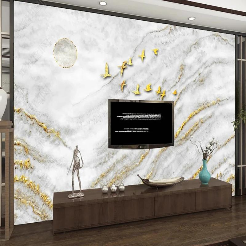 Marble Photo Wallpaper Gold Leaf Scenery Mural Wall Paper Living Room TV Bedroom Luxury Home Decor
