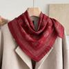 71 Cotton and Linen Retro Wind Green Geometric Small Square Scarf Silk Scarf Women's New Neck Protection Small Scarf Silk Scarf Neck High Sense