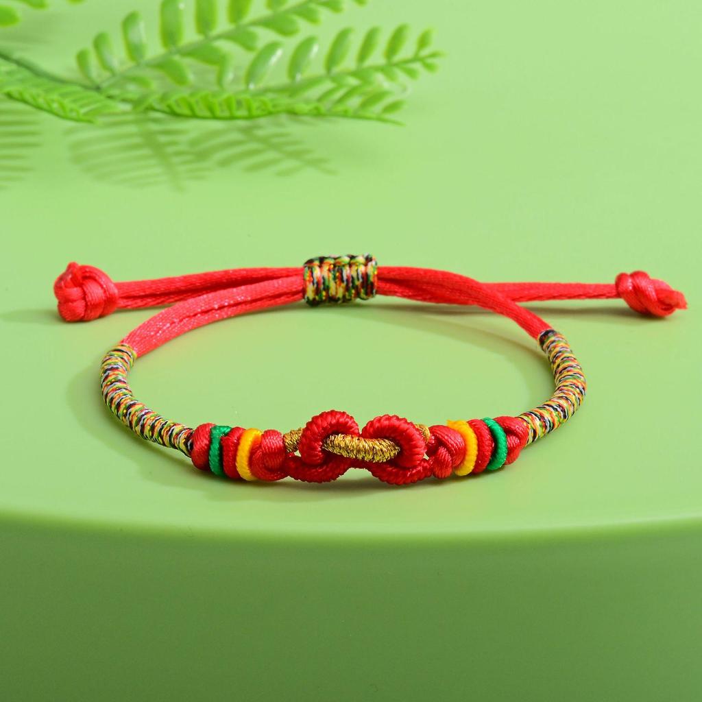 Handgefertigtes Fünffarbiges Knottenarmband: Ethnischer Stil Drachenbootfest-Accessoire für Erwachsene & Kinder