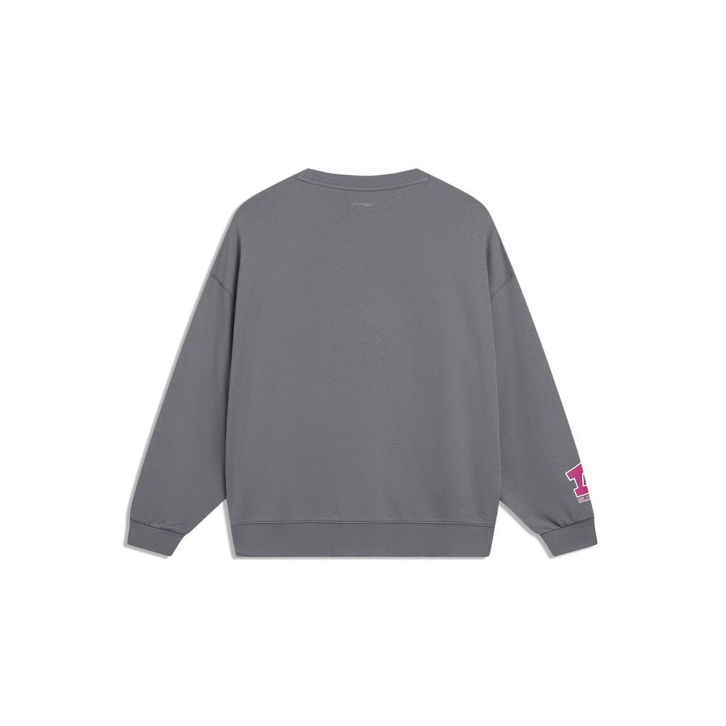 Li-Ning Seria odzieży sportowej z nadrukiem literowym Bluza z okrągłym dekoltem Unisex Szary AWDT553-3