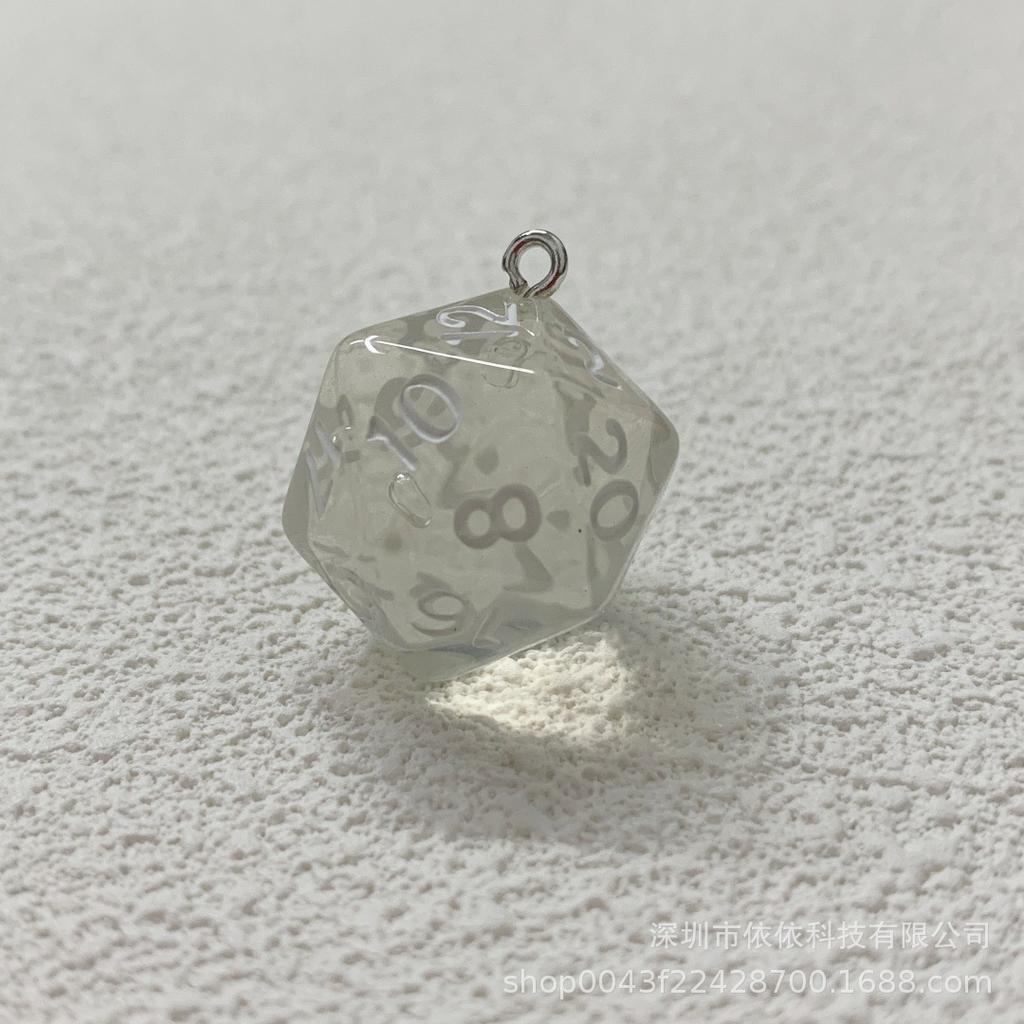 Manufacturer's real shot 20-sided sieve dice transparent solid color multi-sided dice bag pendant earrings keychain DIY accessories