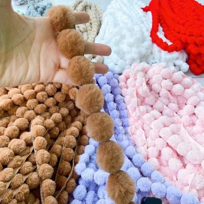 5/10M Soft Cute Stringing Balls Faux Rabbit Fur Ball Strips for DIY Clothing Accessories Home Textiles Pillow Trim Curtain Decor