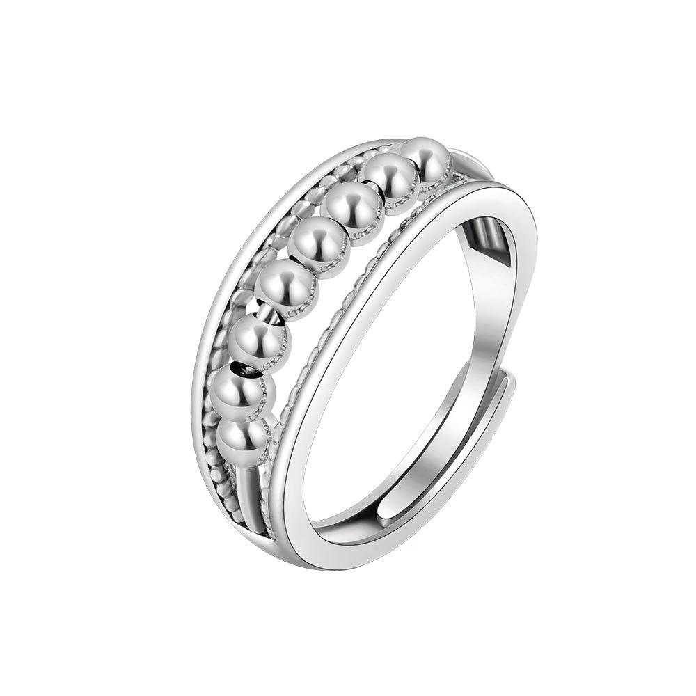 Fashionable Minimalist Polka Dot Beaded Ring Thai Adjustable Open Finger Ring Women's Jewelry Accessory