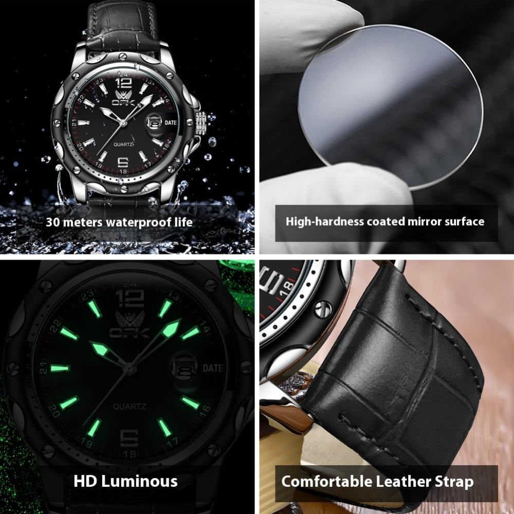OPK Watch Magnifying Glass Calendar Luminous Men's Belt Sports Watch