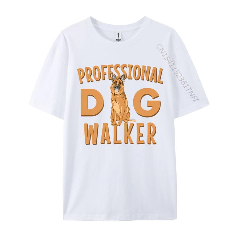 Mens Tshirt Professional Dog Walker Cute German TShirt Oversized Clothes Cotton Pritned Tshirt Black Graphic T Shirts