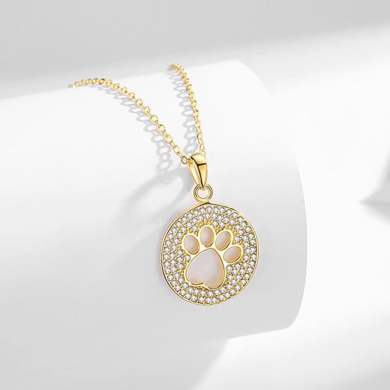 

Ожерелье из стерлингового серебра S925 с отпечатком лапы собаки и фианитом. S925 Silver