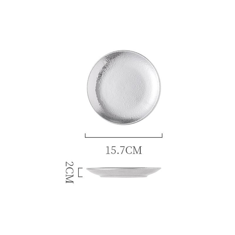 Electroplated Ceramic Plate Gold And Silver Plate Pendulum Decorative Plate Western Food Nordic Disc Light Luxury Tableware