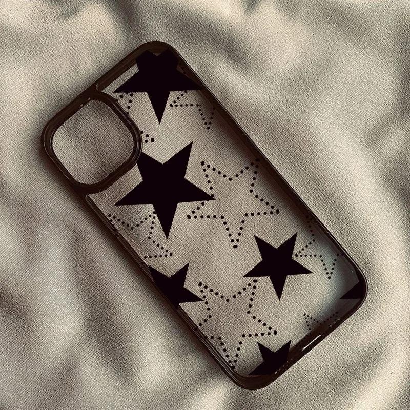 

Fashion Five-pointed Star Phone Case For iPhone 16 15 14 Pro Max 16E 13 12 11 Pro Mini X XR XS Max 7 8 Plus SE2 Hard Clear Cover For iPhone 12 Mini