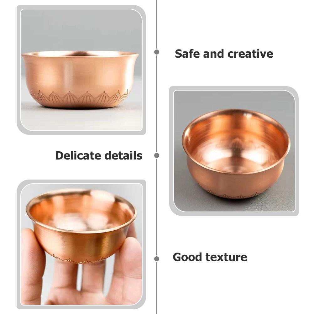 Purple Copper Buddhist Worship Cup Exquisite Offering Cup for Temple Desktop Decorative Metal Tabletop Buddhism Accessory