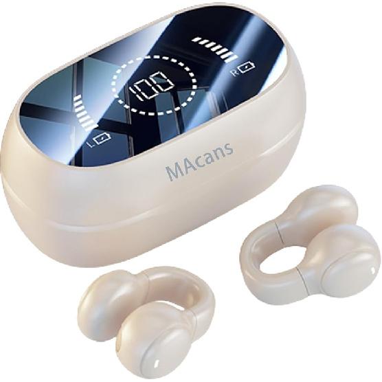 Wireless Earbuds Open Ear Clip Headphones Air Conduction Earbuds LED Power Display Earphones Sport Bluetooth 5.3 Headphones (White)