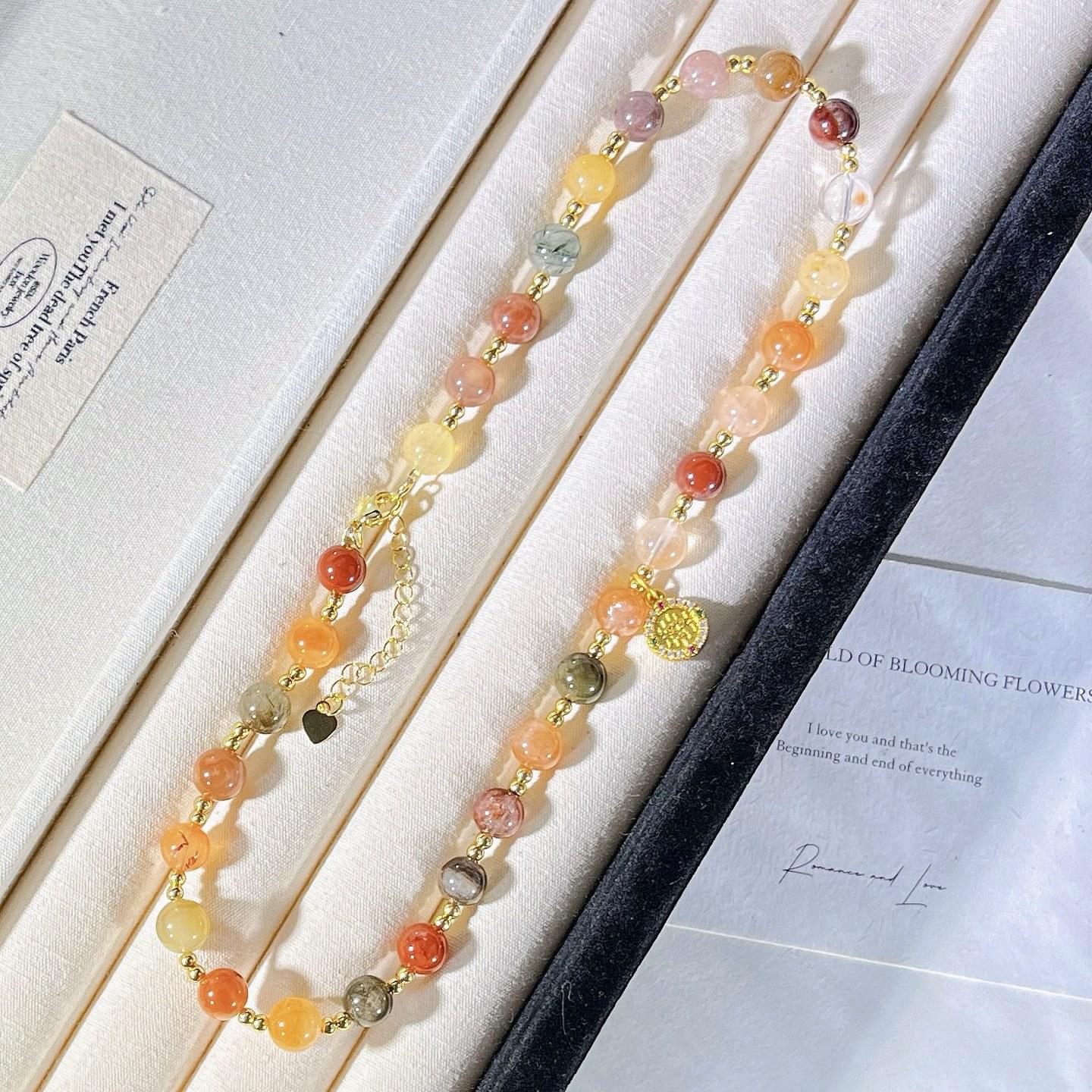 8M High Quality Natural Color Hair Crystal Fulushou Design Necklace Collarbone Chain