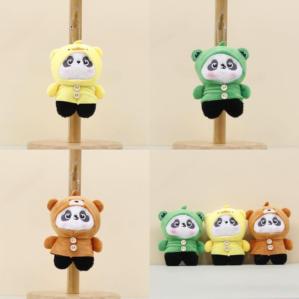 Panda Into Turn Frog Duck Bear Plush Toy Keychain Bag Pendant Doll Kids Gift