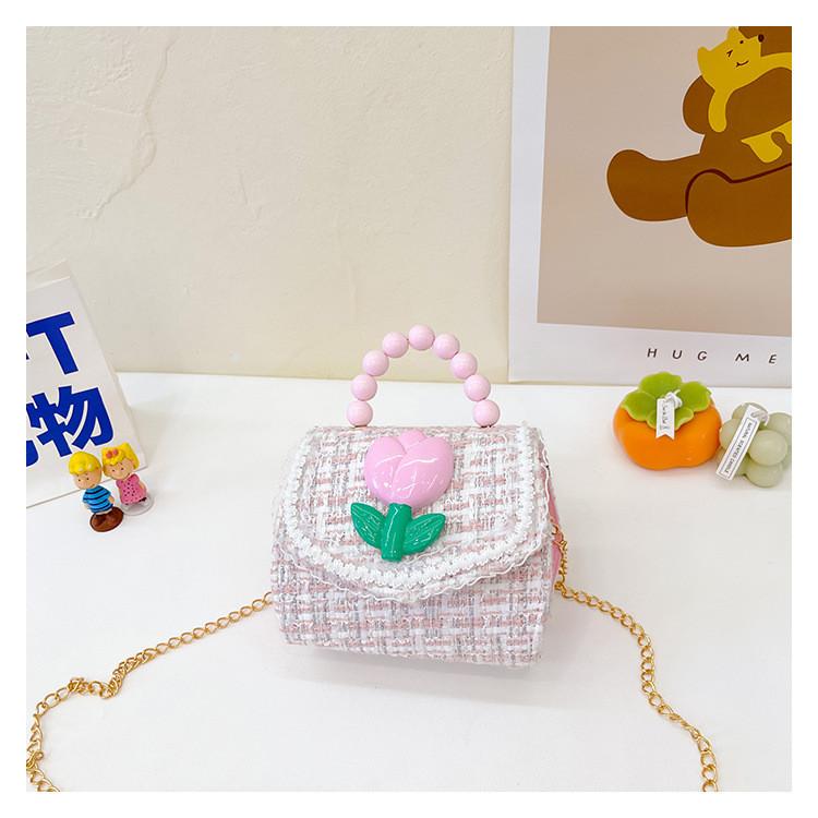 Childrens Cartoon Pattern Pu Shoulder Bag With Artificial Pearl Bow And Flower Decoration For Daily Casual Wear