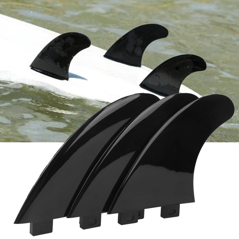 3Pcs Nylon Fins Set Right Middle Left for Surfboard Paddle Board Accessories BlackSurfboard Fin