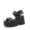 High-end Platform Sandals Women's Summer Wear Fashion Summer One-word Drag Go Out Fashion Small Sandals