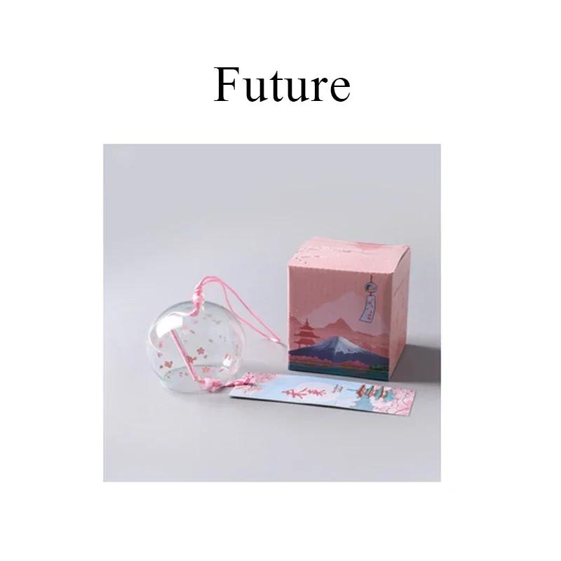 New Japanese Wind Chimes Handmade Glass Home Decoration Pendant Good Luck Wind Chimes Cartoon Cat Sakura Garden Window Bell Gift