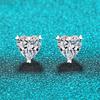D Color 1ct Heart Cut Moissanite Stud Earrings for Women White Gold Plated 100% S925 Solid Silver Wedding Luxury Quality Jewelry