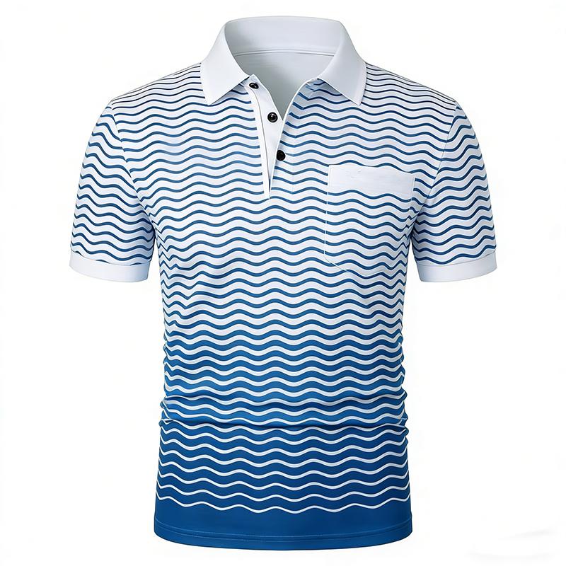 Beach Men's Summer Polo Shirts Fashionable 3D Digital Printing Comfortable Short Sleeve Soft Cotton Blend Casual Work
