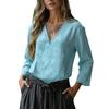 Spring Summer Women's Loose Solid Color V-neck Three-quarter Sleeve Cotton Linen T-shirt, European American Style Casual Crossborder Women's Top