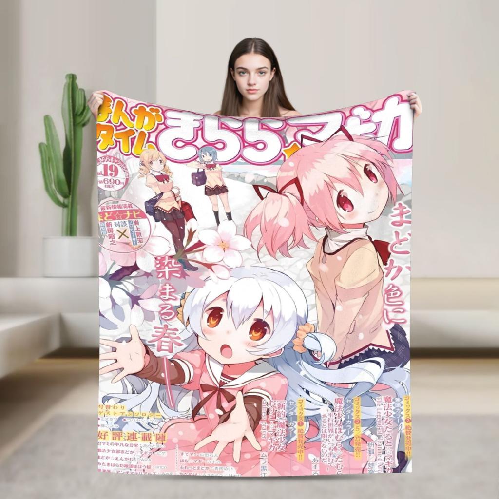 Puella Magi Madoka Magica Blanket Fleece Air Conditioning Cartoon Breathable Soft Throw Blankets for Home Plush Thin Quilt