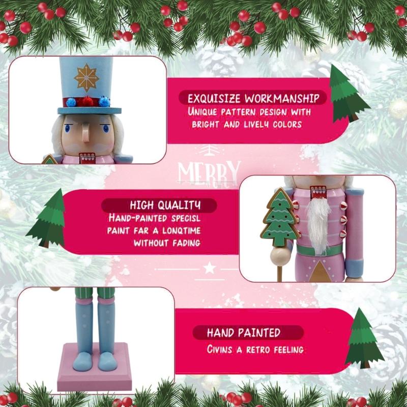 Weihnachts-Nussknacker Ornament Kleiner Holzsoldat Weihnachtsdekorationen Nussknacker Figur Ornament für Tisch Regal