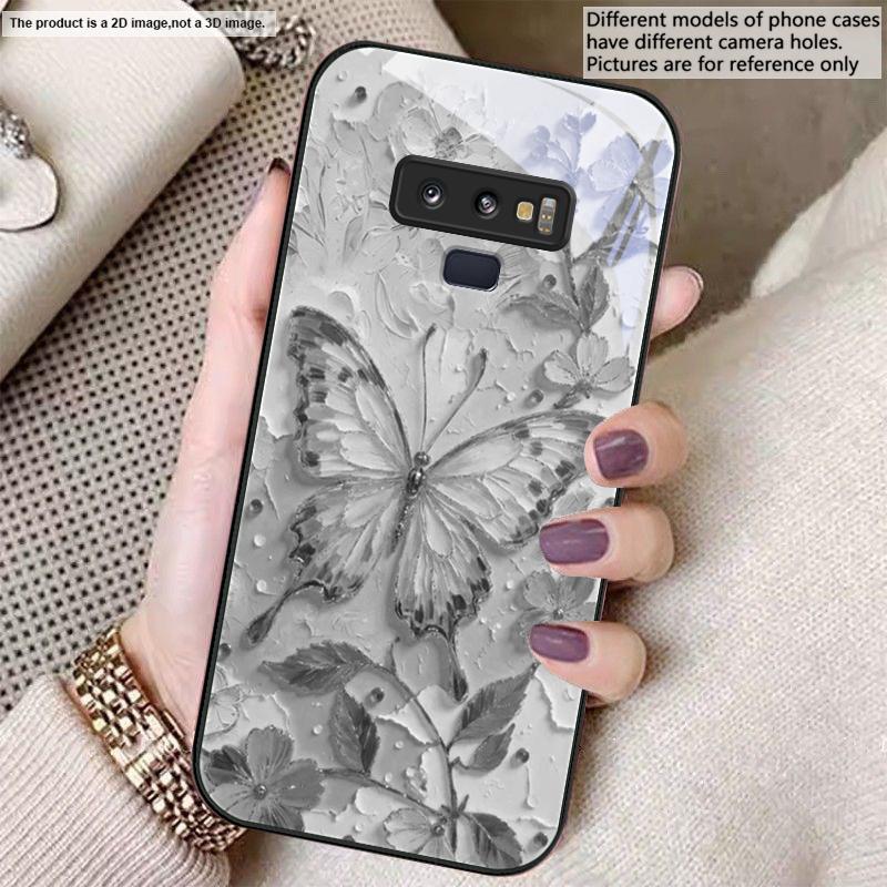 Eleganter rosa Schmetterling Für Samsung A01 02 A03 Core 04 05 A06 10 12 A13 14 5G 15 16 M02 12 Note 8 9 10 20 Glas Ultra Handyhülle