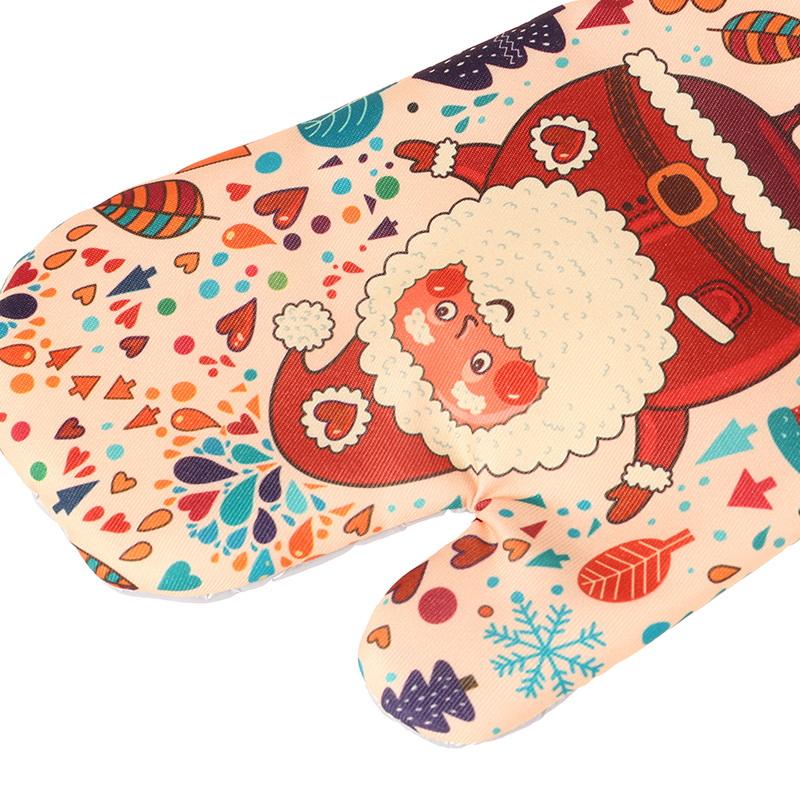 Weihnachts-Ofenhandschuhe/Topflappen-Set mit Weihnachtsmann-, Schneeflocken- und Bonbonmuster, isolierte Ofenhandschuhe, Weihnachtsdekoration für Küche und Haushalt