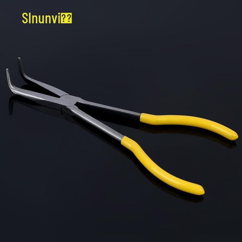 Shunwei 11-inch Bent Nose Pliers: 45# Steel, Multi-spec, Plastic-Coated Handle