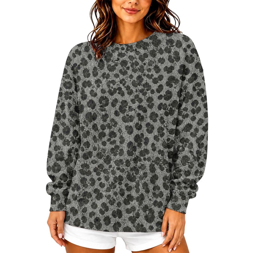 Women's Casual Leopard Print Neck Sweatshirt for Everyday Wear