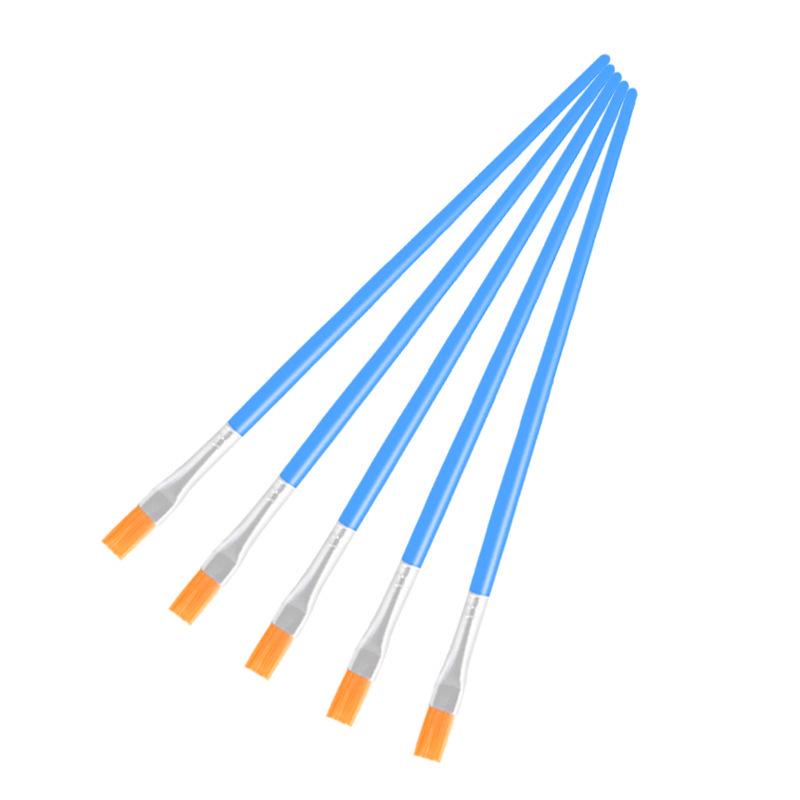 Children s DIY Nylon Flat Head Paintbrush - Plastic Handle for Watercolor & Acrylic Painting Blue