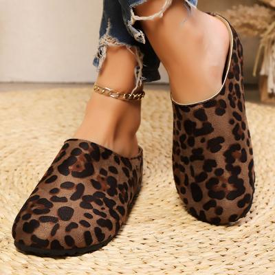Chaussures Boken à semelles épaisses à imprimé léopard sac tête demi-pantoufles chaussures pour femmes 2025 mode été vêtements d'extérieur chaussures Boken simples à une pédale