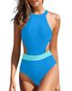 European & American Sexy Backless Printed One-Piece Cut-Out Bikini Swimsuit for Women 2025