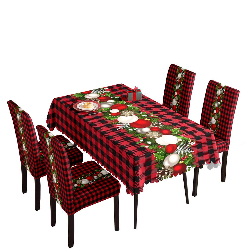 1 Set Christmas Tablecloth And Chair Covers Rectangle Party Table Cloth Vintage Dining Table Cover for Home Decoration Christmas